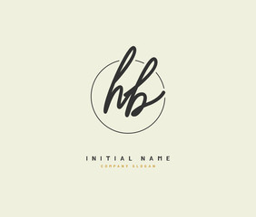 H B HB Beauty vector initial logo, handwriting logo of initial signature, wedding, fashion, jewerly, boutique, floral and botanical with creative template for any company or business.