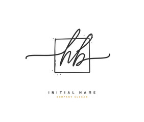 H B HB Beauty vector initial logo, handwriting logo of initial signature, wedding, fashion, jewerly, boutique, floral and botanical with creative template for any company or business.