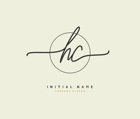 H C HC Beauty vector initial logo, handwriting logo of initial signature, wedding, fashion, jewerly, boutique, floral and botanical with creative template for any company or business.