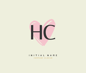 H C HC Beauty vector initial logo, handwriting logo of initial signature, wedding, fashion, jewerly, boutique, floral and botanical with creative template for any company or business.