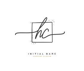 H C HC Beauty vector initial logo, handwriting logo of initial signature, wedding, fashion, jewerly, boutique, floral and botanical with creative template for any company or business.