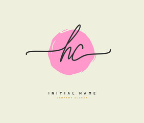 H C HC Beauty vector initial logo, handwriting logo of initial signature, wedding, fashion, jewerly, boutique, floral and botanical with creative template for any company or business.