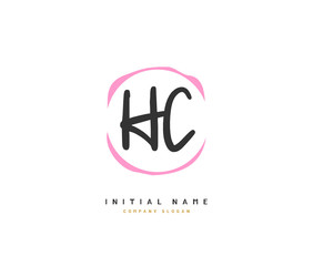 H C HC Beauty vector initial logo, handwriting logo of initial signature, wedding, fashion, jewerly, boutique, floral and botanical with creative template for any company or business.