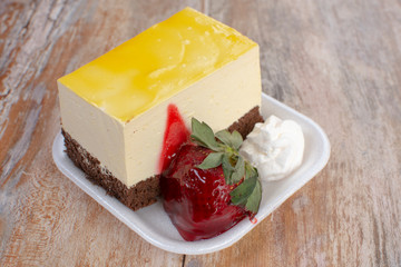 gelatin dessert in consensus milk and natural fruits