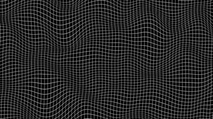Minimal Deformed Black and White Grid - 3D Illustration
