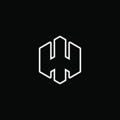 Initial letter H logo template with modern line art hexagonal shape in flat design illustration