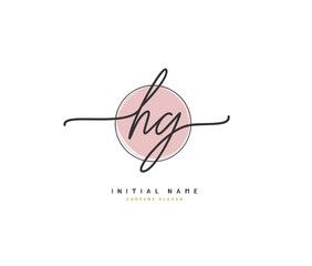 H G HG Beauty vector initial logo, handwriting logo of initial signature, wedding, fashion, jewerly, boutique, floral and botanical with creative template for any company or business.