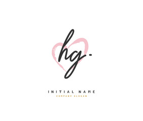 H G HG Beauty vector initial logo, handwriting logo of initial signature, wedding, fashion, jewerly, boutique, floral and botanical with creative template for any company or business.