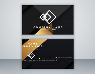 Modern black abstract geometric business card template. Elegant element composition design with clean concept.