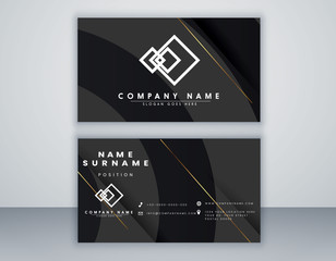 Modern black abstract geometric business card template. Elegant element composition design with clean concept.