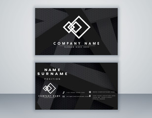 Fototapeta na wymiar Modern black abstract geometric business card template. Elegant element composition design with clean concept.
