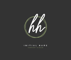 H HH Beauty vector initial logo, handwriting logo of initial signature, wedding, fashion, jewerly, boutique, floral and botanical with creative template for any company or business.