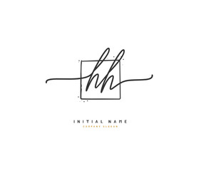 H HH Beauty vector initial logo, handwriting logo of initial signature, wedding, fashion, jewerly, boutique, floral and botanical with creative template for any company or business.