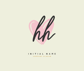 H HH Beauty vector initial logo, handwriting logo of initial signature, wedding, fashion, jewerly, boutique, floral and botanical with creative template for any company or business.
