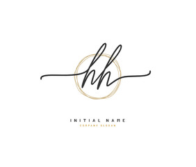 H HH Beauty vector initial logo, handwriting logo of initial signature, wedding, fashion, jewerly, boutique, floral and botanical with creative template for any company or business.