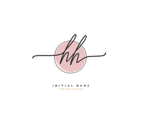 H HH Beauty vector initial logo, handwriting logo of initial signature, wedding, fashion, jewerly, boutique, floral and botanical with creative template for any company or business.