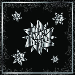 the black design vector for merry christmas with silver logo wallpaper decor