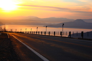 早朝の峠道。美幌峠、北海道。