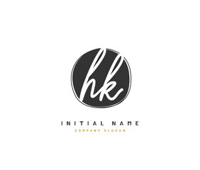 H K HK Beauty vector initial logo, handwriting logo of initial signature, wedding, fashion, jewerly, boutique, floral and botanical with creative template for any company or business.