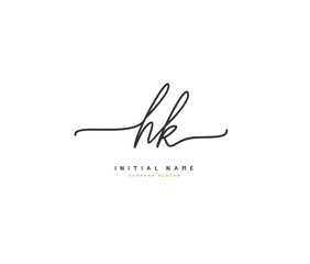 H K HK Beauty vector initial logo, handwriting logo of initial signature, wedding, fashion, jewerly, boutique, floral and botanical with creative template for any company or business.