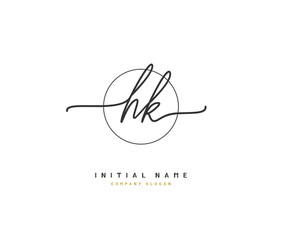 H K HK Beauty vector initial logo, handwriting logo of initial signature, wedding, fashion, jewerly, boutique, floral and botanical with creative template for any company or business.