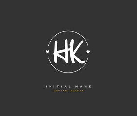 H K HK Beauty vector initial logo, handwriting logo of initial signature, wedding, fashion, jewerly, boutique, floral and botanical with creative template for any company or business.