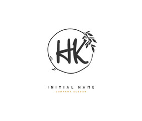 H K HK Beauty vector initial logo, handwriting logo of initial signature, wedding, fashion, jewerly, boutique, floral and botanical with creative template for any company or business.