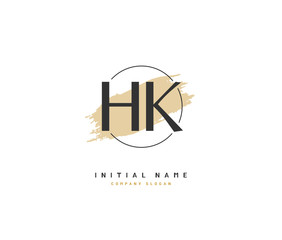 H K HK Beauty vector initial logo, handwriting logo of initial signature, wedding, fashion, jewerly, boutique, floral and botanical with creative template for any company or business.