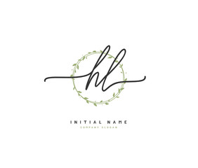 H L HL Beauty vector initial logo, handwriting logo of initial signature, wedding, fashion, jewerly, boutique, floral and botanical with creative template for any company or business.
