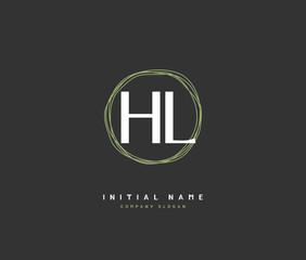 Obraz premium H L HL Beauty vector initial logo, handwriting logo of initial signature, wedding, fashion, jewerly, boutique, floral and botanical with creative template for any company or business.