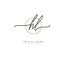 H L HL Beauty vector initial logo, handwriting logo of initial signature, wedding, fashion, jewerly, boutique, floral and botanical with creative template for any company or business.