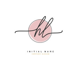 H L HL Beauty vector initial logo, handwriting logo of initial signature, wedding, fashion, jewerly, boutique, floral and botanical with creative template for any company or business.