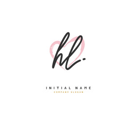 H L HL Beauty vector initial logo, handwriting logo of initial signature, wedding, fashion, jewerly, boutique, floral and botanical with creative template for any company or business.
