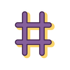 hashtag social media icon on white background