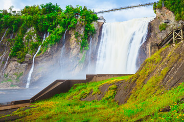 Landscape View of Montmorency Falls in Montmorency Falls Park, Quebec, Canada