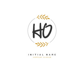 H O HO Beauty vector initial logo, handwriting logo of initial signature, wedding, fashion, jewerly, boutique, floral and botanical with creative template for any company or business.