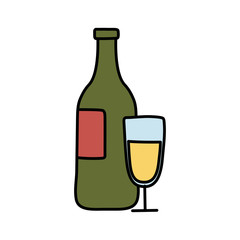 Isolated alcohol bottle and cup icon vector design