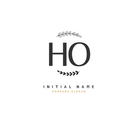 H O HO Beauty vector initial logo, handwriting logo of initial signature, wedding, fashion, jewerly, boutique, floral and botanical with creative template for any company or business.