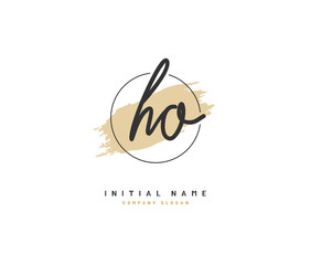 H O HO Beauty vector initial logo, handwriting logo of initial signature, wedding, fashion, jewerly, boutique, floral and botanical with creative template for any company or business.