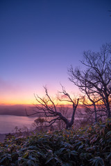 Fototapeta na wymiar 北海道、津別峠からの早朝の風景。