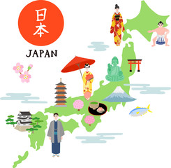 日本地図　イラストマップ