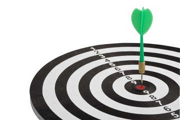 Green darts embroidered on the dart board.