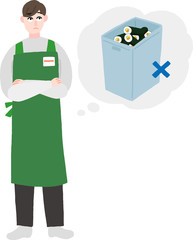 恵方巻きの大量廃棄に悩んでいる　困っている　スーパーの店員の男性