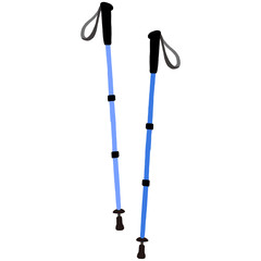青いトレッキングポール