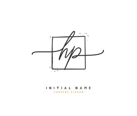 H P HP Beauty vector initial logo, handwriting logo of initial signature, wedding, fashion, jewerly, boutique, floral and botanical with creative template for any company or business.