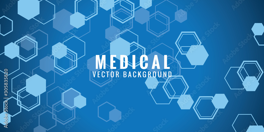 Poster abstract science background with hexagons and molecules