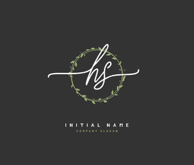 H S HS Beauty vector initial logo, handwriting logo of initial signature, wedding, fashion, jewerly, boutique, floral and botanical with creative template for any company or business.