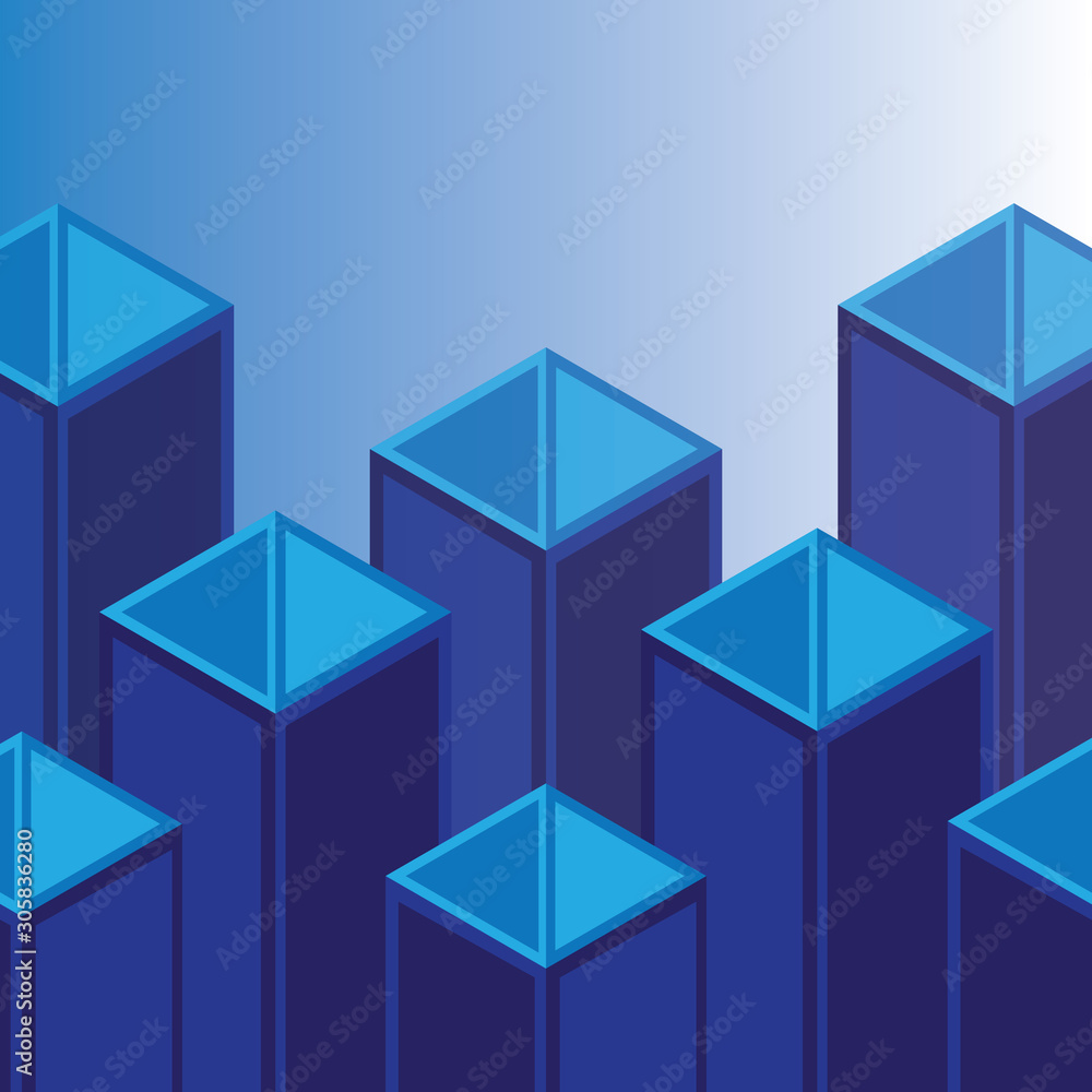 Poster vector geometric pattern of 3rd cubes