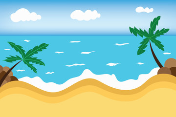 Fototapeta na wymiar Sea panorama. Tropical beach. Vector background