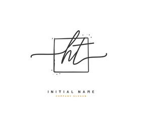 H T HT Beauty vector initial logo, handwriting logo of initial signature, wedding, fashion, jewerly, boutique, floral and botanical with creative template for any company or business.